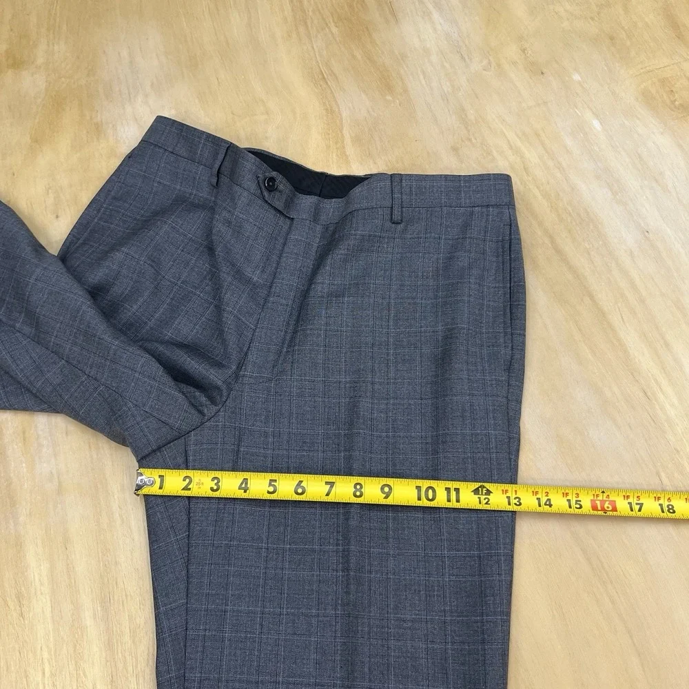 Joseph Abboud Custom Suit Mens 45L Long Wool Pants 35x35 (Unhemmed) Gray/Blue